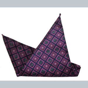 Eksel Pocket Square Purple Black Gray Geometric Silk Blend Men's